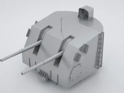 5 inch - 127mm Twin Naval Gun Mk12 Mk32 Mk38 3D model