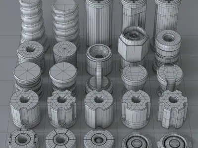 Hard Surface Kitbash Part 02 - Subdiv Ready Free 3D model