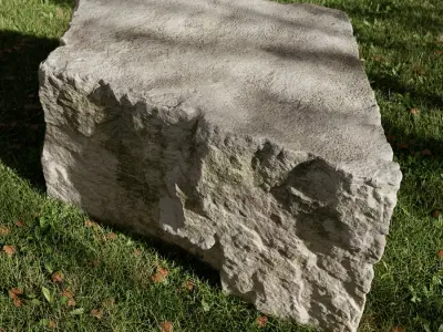  Pale Square Smooth Large Rock Boulder Model 