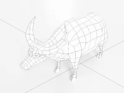 Cow cartoon 3d model  Low-poly 3D model