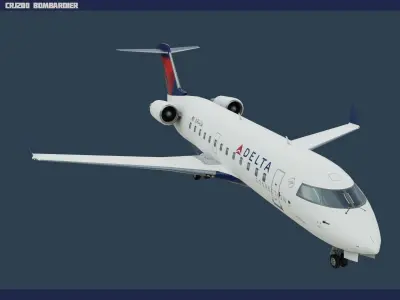 CRJ200 Delta Low-poly 3D model