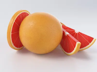Cartoon Grapefruit 3D model