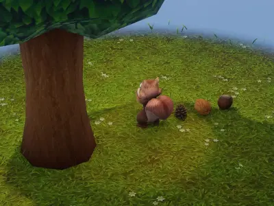Cartoon Animated Squirrel 30 Animations with Props 3D Model Free low-poly 3D model