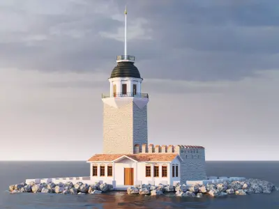 Maiden Tower - Restorated - Yeni Kiz Kulesi 3D Low Poly Model Low-poly 3D model
