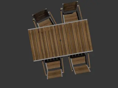 dining Wooden table-outdoor 3D model