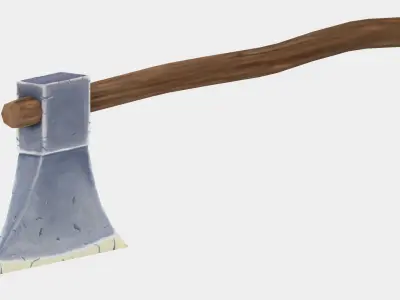 Cartoon hand-painted axe Free low-poly 3D model