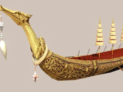 Thai royal barges Low-poly 3D model