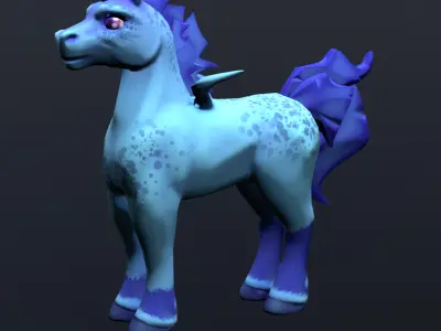 Stylized Cartoon Horse Low-poly 3D model Low-poly 3D model