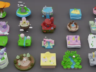 Low Poly Worlds Islands Exteriors Pack 3 Low-poly 3D model