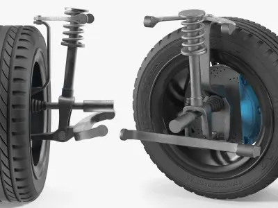 Front Car Wheel with Suspension 3D model