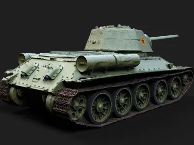 military soviet t34 tank original painting PBR photogrammetry Low-poly 3D model