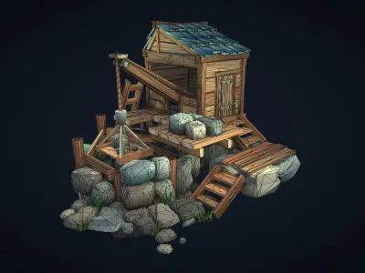 Stylized Poly Quarry Low-poly 3D model