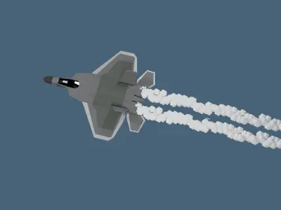 F22 inspired Fighter Jet with Flight Animation Low-poly 3D model