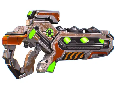 Assault rifle of the future weapon gun Nuff barrel blaster laser Low-poly 3D model