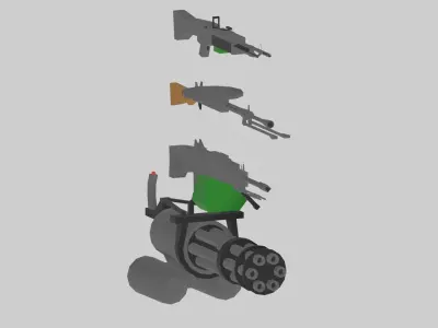 Low-poly pack machine guns Low-poly 3D model
