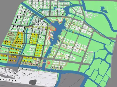 Urban highrise building building ancillary building commercial 3D model