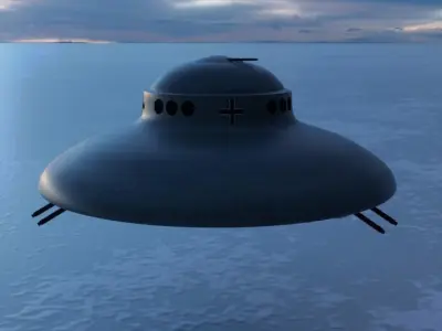 Haunebu 2 ufo flying in sky 3D model