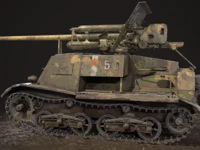 Military Self Propelled Artillery Unit USSR Low-poly 3D model