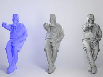 Soviet Liquidator of nuclear accident of Chernobyl sitting 192 Low-poly 3D model