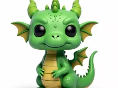 Cute Chibi Green Baby Dragon 3D Model Low-poly 3D model