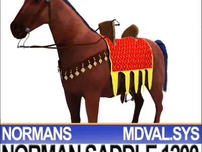 Saddle Medieval Norman Bridle Harness 1200 3D model