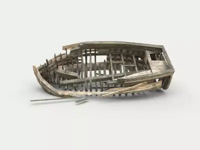 Abandoned Boat Wreck  Low-poly 3D model