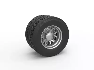 Rear custom wheel of semi truck Version 15 Scale 1 to 25 3D print model