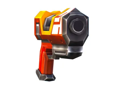 LowPoly Sci-Fi Cartoon Pistol Gun Low-poly 3D model