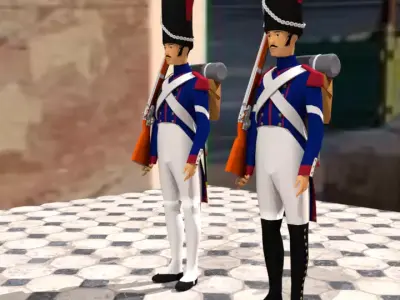 Grenadier de la Garde or Guard Grenadier of Napoleon Low-poly 3D model