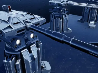 Turret futuristic machine gun 3D model