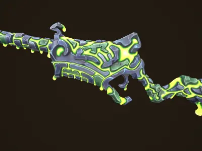 Modular stylized lava rifle shotgun pistol Low-poly 3D model