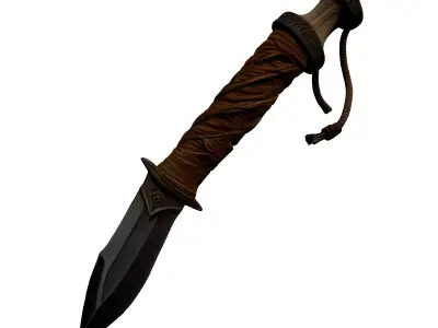 Fantasy Ornate Leather Wrapped Dagger 3D model