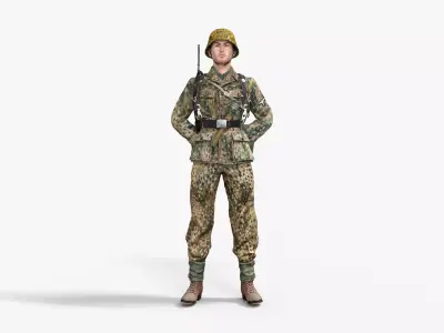 German soldier World War II Low-poly 3D model