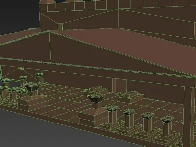 Temple castle Low-poly 3D model