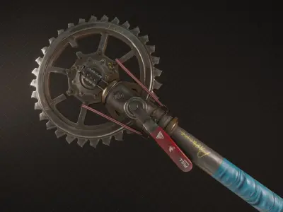Cogwheel Axe Low-poly 3D model