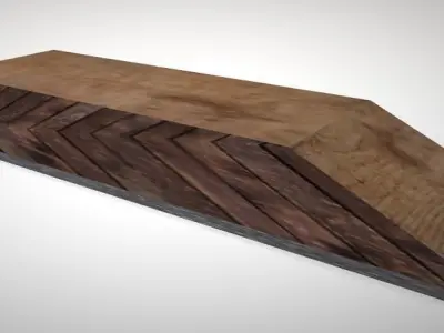 Ramp low poly wooden plank Free 3D model