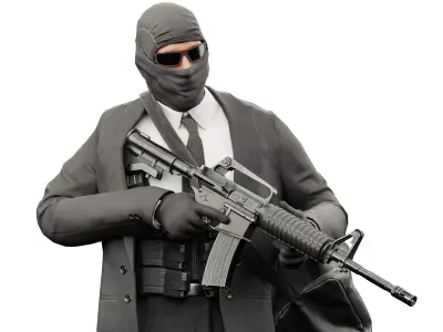 ROBBER CHARACTER RIGGED Low-poly 3D model