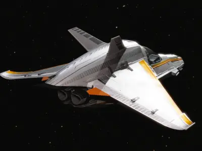 Space Ship - Rigged- High Resolution Textured - include inside Low-poly 3D model