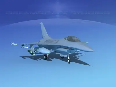 Gen Dyn F-16A Falcon Bare Metal 3D model