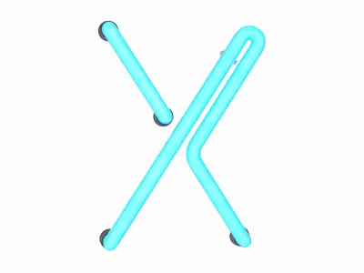 Neon Letter X 3D model