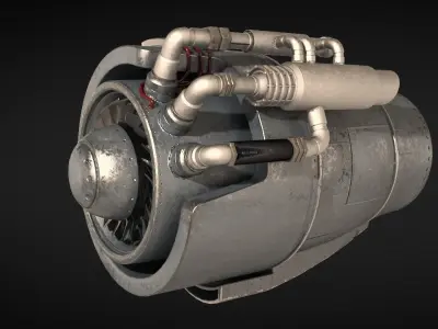 jet engine Low-poly 3D model