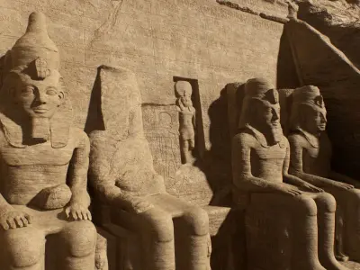 Abu Simbel Egypt Temple of King Ramses II King and Queen PBR Low-poly 3D model