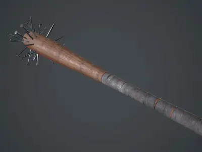 Baseball Bat Weapon With Metal Nails PBR Game Ready Low-poly 3D model