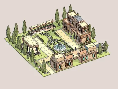 ethnic building 01 Low-poly 3D model