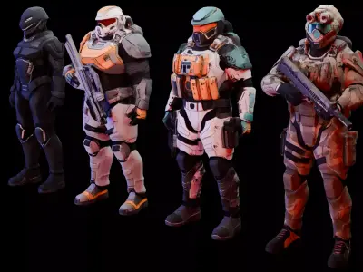 Sci-Fi Soldiers v2 3D Model 3D model