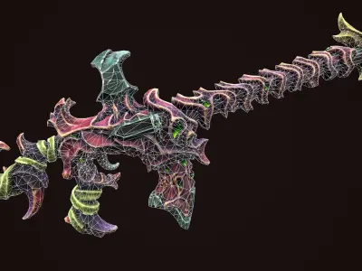 Undead assault rifle Low-poly 3D model