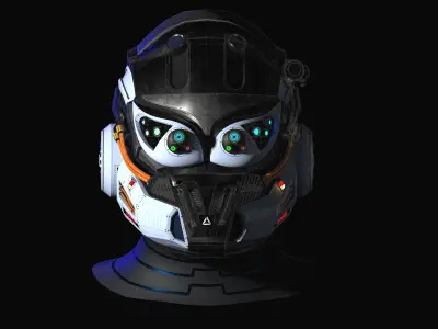 Sci-Fi Helmet concept game ready 3d Model Low-poly 3D model