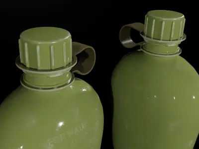 Low Poly Game Ready Military Bottle For AAA games Low-poly 3D model