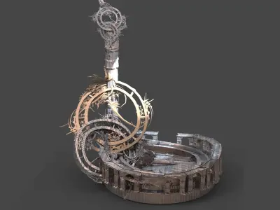 Steampunk Clock garden 3 designs Low-poly 3D model