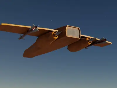 Spaceship 3D model Low-poly fighter jet Low-poly 3D model